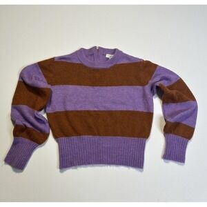 Womens Top Shop Knit Sweater Purple Brown Stripe Small size 4 Fall Preppy Cozy